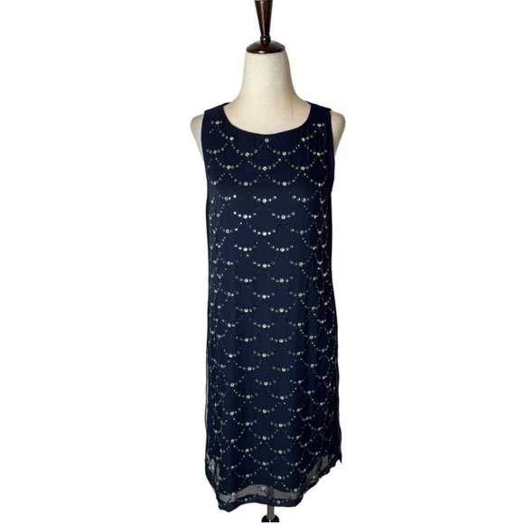 Diane Von Furstenberg Dresses & Skirts - Diane Von Furstenberg Dress Women 4 Blue Black Silk Jeweled Shift Mini Cocktail
